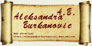 Aleksandra Burkanović vizit kartica